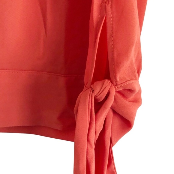 Krisa Draped Cowl Neck Tank Top With Side Tie Bow Orange Medium - Picture 4 of 10